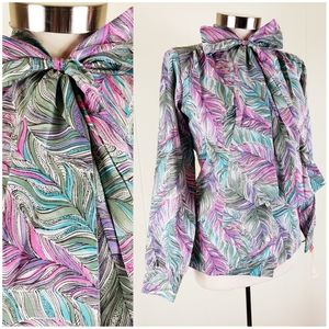 Vintage feather print blouse